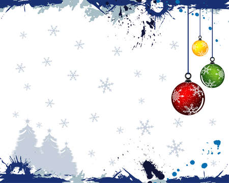 Grunge paint christmas background with tree &amp, baubles, element for design,  illustrationのイラスト素材