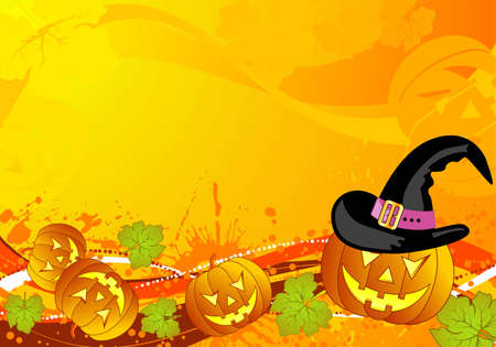 Grunge Halloween background with pumpkin and wave pattern, element for design,  illustrationのイラスト素材