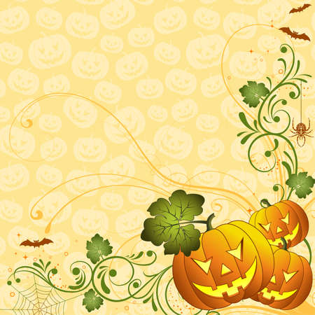 Halloween background with bat and pumpkin, element for design,   illustrationのイラスト素材