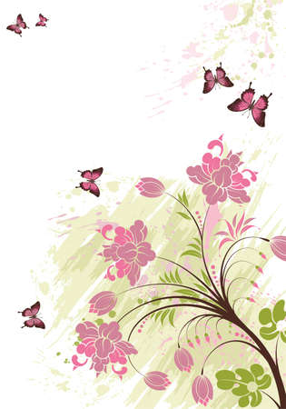 Floral background with butterfly, element for design, illustrationのイラスト素材