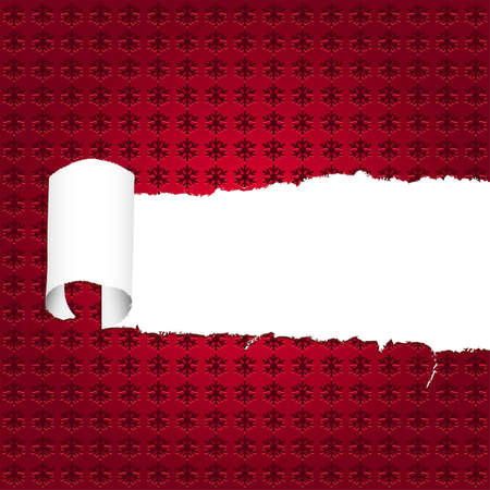 Torn christmas decorative paper with hole, element for design,   illustrationのイラスト素材