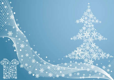 Christmas background with stylized tree and gift, element for design,   illustrationのイラスト素材