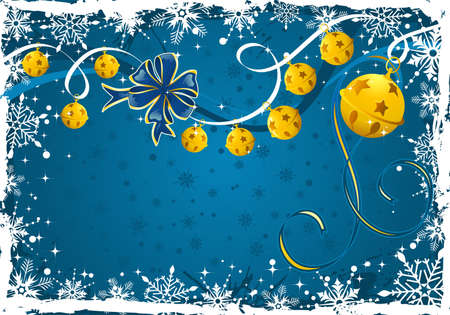 Grunge Christmas frame with snowflakes, bell, element for design,  illustrationのイラスト素材