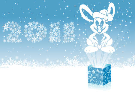 Christmas background with rabbit, element for designのイラスト素材