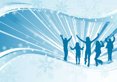 Grunge Christmas Template with dancing silhouette, element for design のイラスト素材