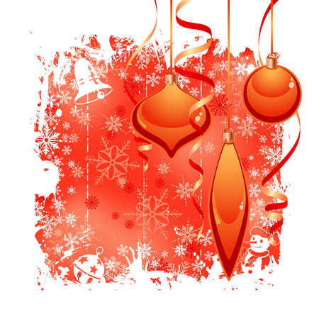 Grunge Christmas frame with snowflakes, baubles, element for design のイラスト素材