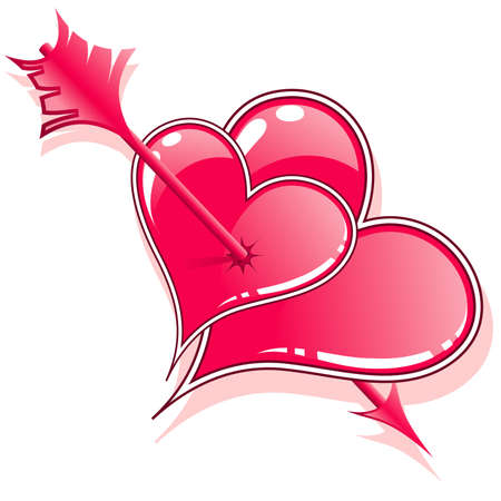 Valentines Day Background with hearts and arrow, element for design, illustrationのイラスト素材