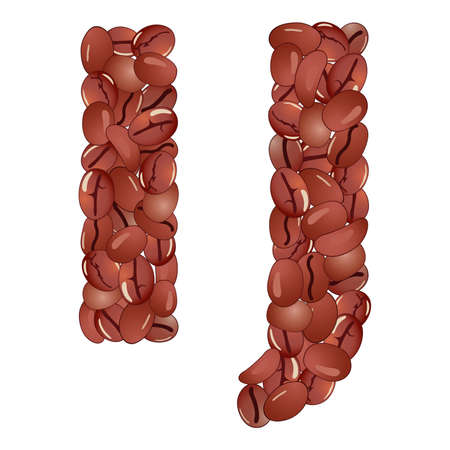 Letters from coffee grains, isolated on white,  illustrationのイラスト素材