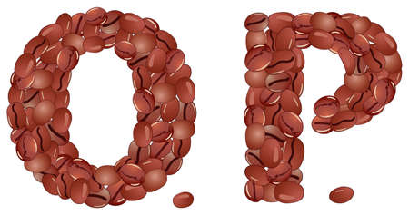 Letters from coffee grains, isolated on white,  illustrationのイラスト素材