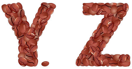 Letters from coffee grains, isolated on white,  illustrationのイラスト素材