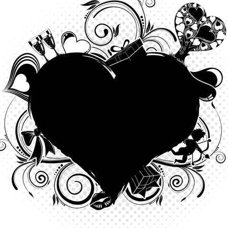 Valentines Day background with Hearts, Cupid and holiday element for design,   illustrationのイラスト素材