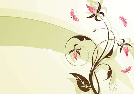 Floral Background with butterfly, element for design, vector illustrationのイラスト素材