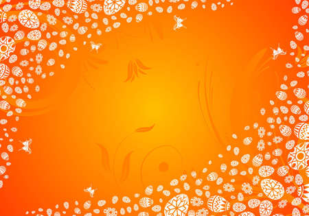 Easter Background with floral and eggs, element for design, vector illustrationのイラスト素材