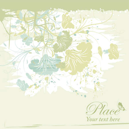 Grunge flower background with butterfly, element for design, vector illustrationのイラスト素材