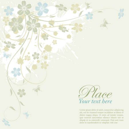 Grunge flower background with butterfly, element for design, vector illustrationのイラスト素材