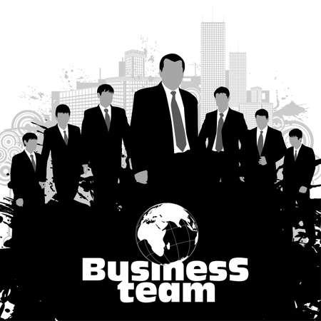Business silhouettes on grunge urban background, element for design, vector illustrationのイラスト素材