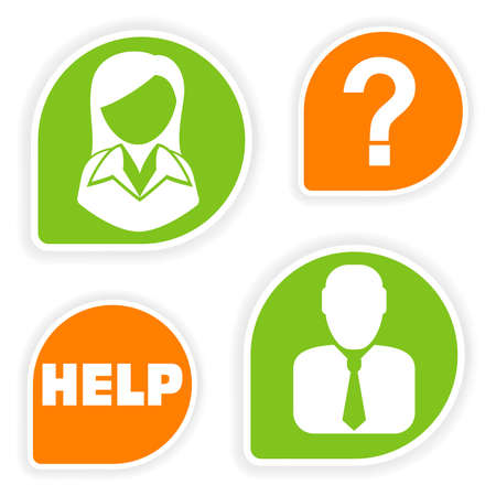 Collect sticker with business woman and man icon, vector illustrationのイラスト素材