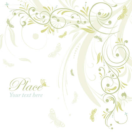 Flower frame with butterfly, element for design, vector illustrationのイラスト素材
