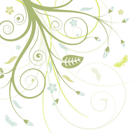 Flower frame with butterfly, element for design, vector illustrationのイラスト素材