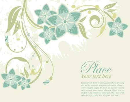 Grunge decorative floral frame with bud, element for design, vector illustrationのイラスト素材