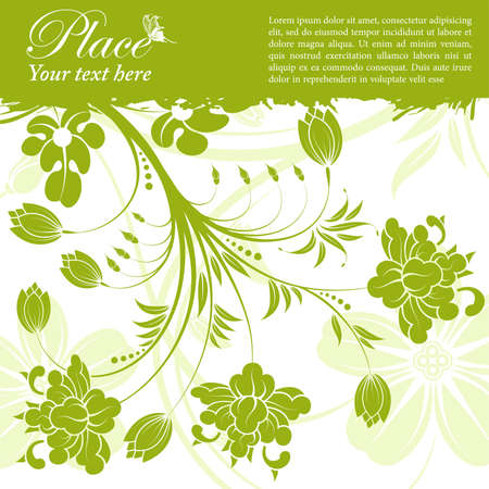 Grunge floral frame with butterfly, element for designのイラスト素材