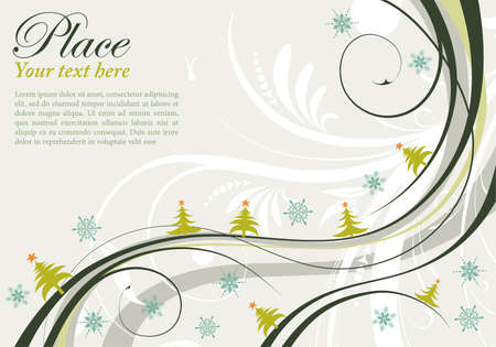 Christmas Background with Christmas Tree and Wave Pattern, element for design, vector illustrationのイラスト素材