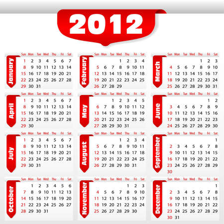 Calendar for 2012 with sticker, element for design, vector illustrationのイラスト素材