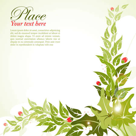 Floral frame with leaf and berry, element for designのイラスト素材