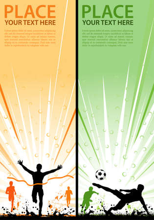 Collect grunge sport flyer with Soccer Player and Winner Man, element for designのイラスト素材