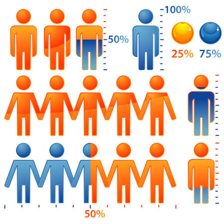Set of icons peoples with percents the population, element for design, vector illustrationのイラスト素材