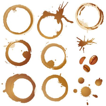 Collect Coffee Stains and grains, isolated on white, eps10 vector illustrationのイラスト素材
