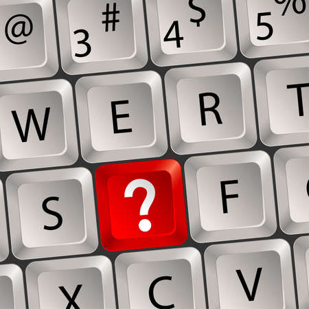 Computer keyboard with a key with a Question