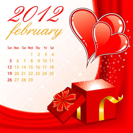 Calendar for 2012 February with Hearts, element for designのイラスト素材