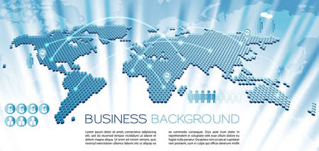 Business Background with stylized Earth and peoples icons, element for design, vector illustrationのイラスト素材