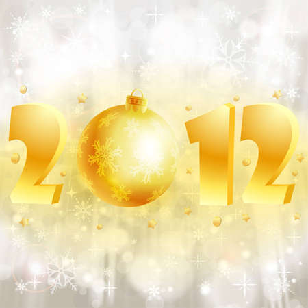 New Year background with stylized 2012 with Bauble, element for design, vector illustrationのイラスト素材