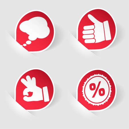 Collect Sticker with Hand, Speech Bubble and Stamp Icon, Mounted in Pockets, vector illustrationのイラスト素材