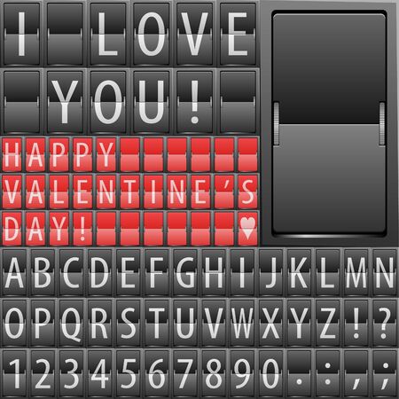 Alphabet on the Mechanical Timetable. Example of a Valentine's Day and in Different Colorsのイラスト素材