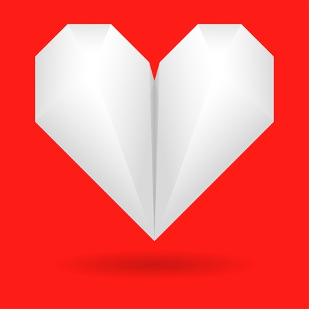 Valentines Day Card with Paper Origami Heart, element for design, illustrationのイラスト素材