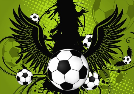 Soccer Balls on Grunge Background with Wings, element for design, illustrationのイラスト素材