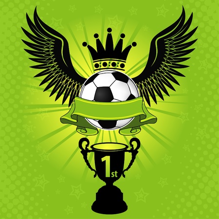 Soccer Balls with Wings, Crown and Cup, illustrationのイラスト素材
