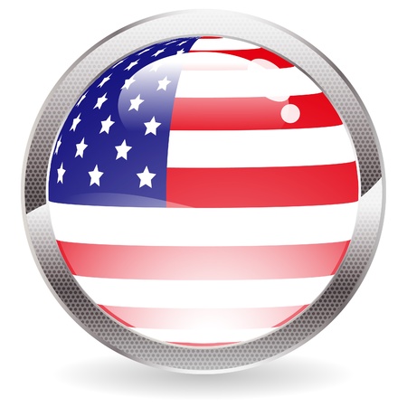 Three Dimensional circle button with American Flagのイラスト素材