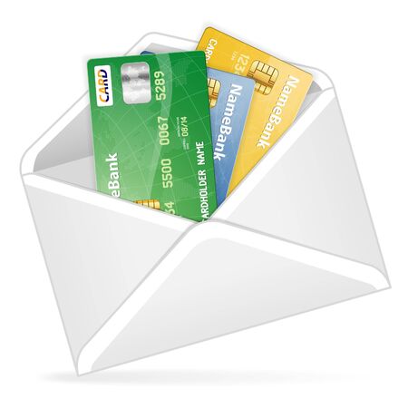 Open the Envelope with various Credit Cards, vector illustrationのイラスト素材