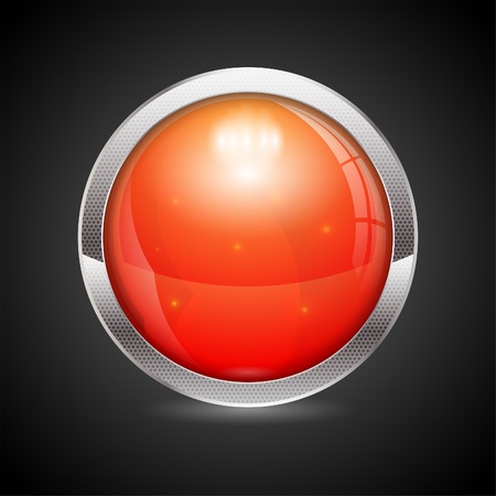 3D Red Alarm Button, isolated on black, vector illustrationのイラスト素材