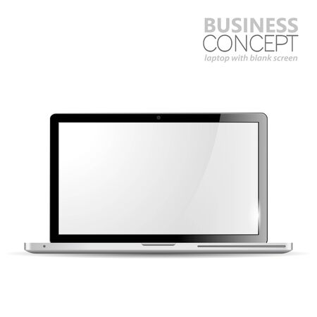 Laptop with Blank Screen, isolated on white background,  illustrationのイラスト素材