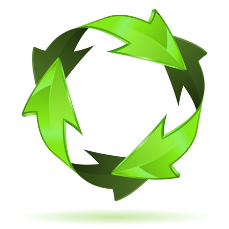 Environmental and Recycling 3D Icon isolated on white background, vector illustrationのイラスト素材