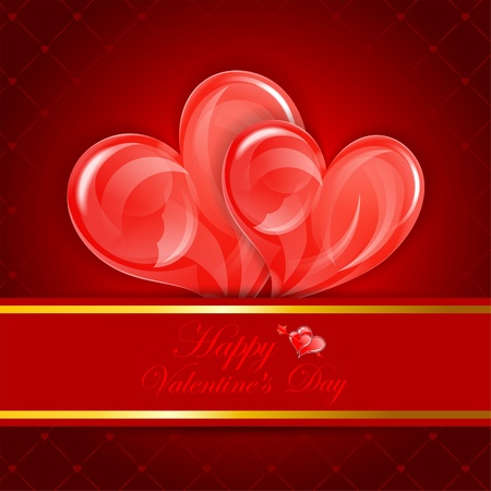 Valentines Day Card with Hearts mounted in pocket, vector illustrationのイラスト素材
