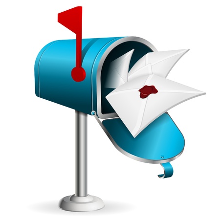 Open Mailbox with Mail, vector icon isolated on white backgroundのイラスト素材