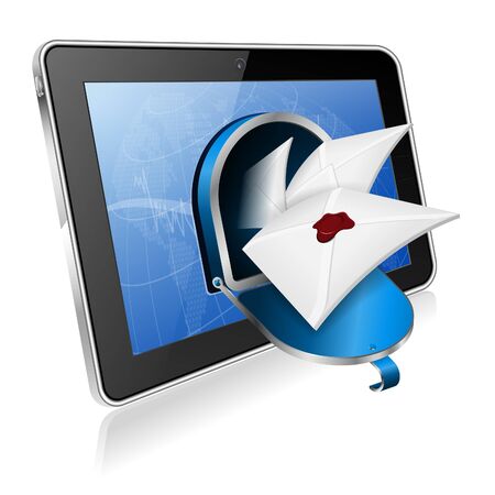Open Mailbox with Mail on Screen Tablet PCのイラスト素材