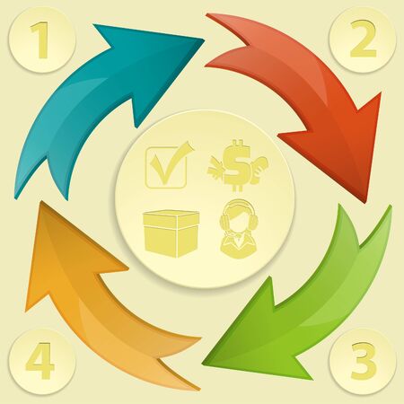 Infographics Design Template with Arrows and Icons, vector illustrationのイラスト素材