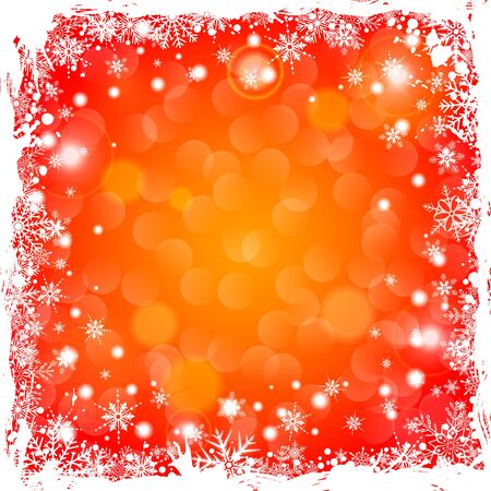 Grunge Christmas Frame with Snowflakes and Flare, vector illustrationのイラスト素材